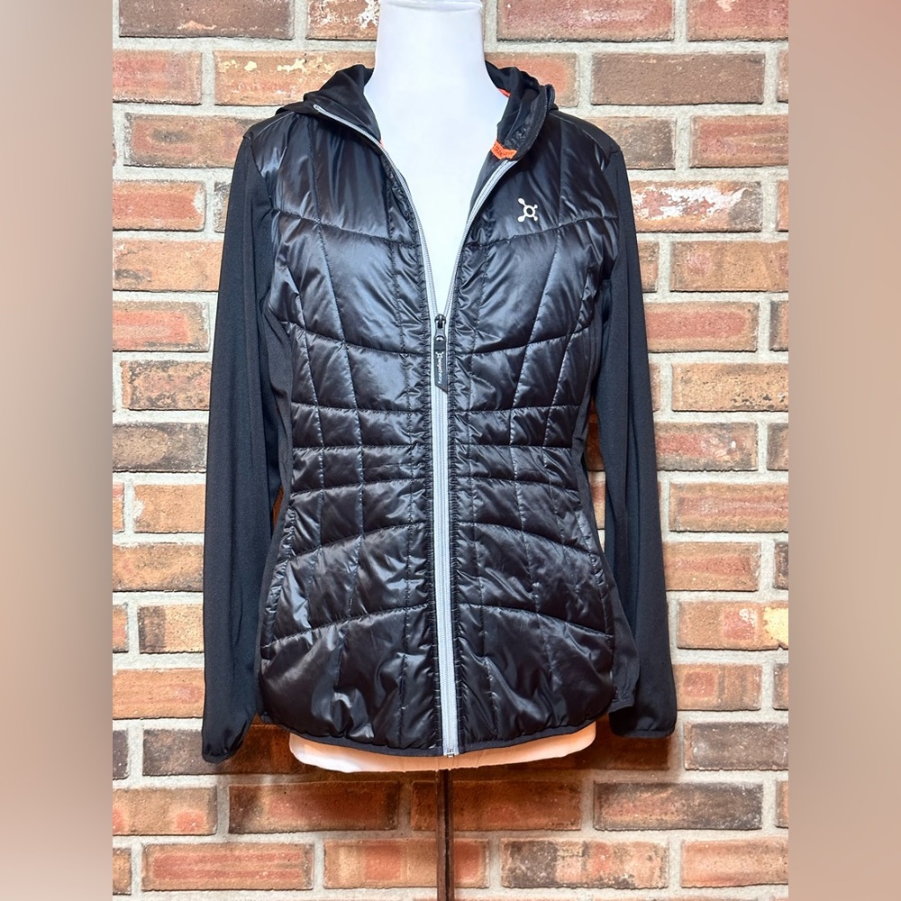 Orangetheory Black Quilted Puffer Jacket with Hood